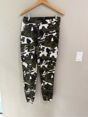 American Bazi Camo Cargo Jogger Pants Green White Size L